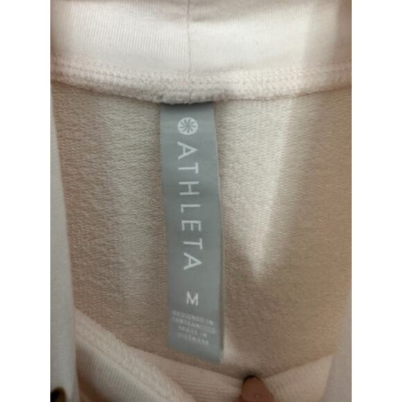 Athleta Pearl White Athletic Workout Cropped Funnel Neck Sweatshirt Size Medium - Picture 2 of 9